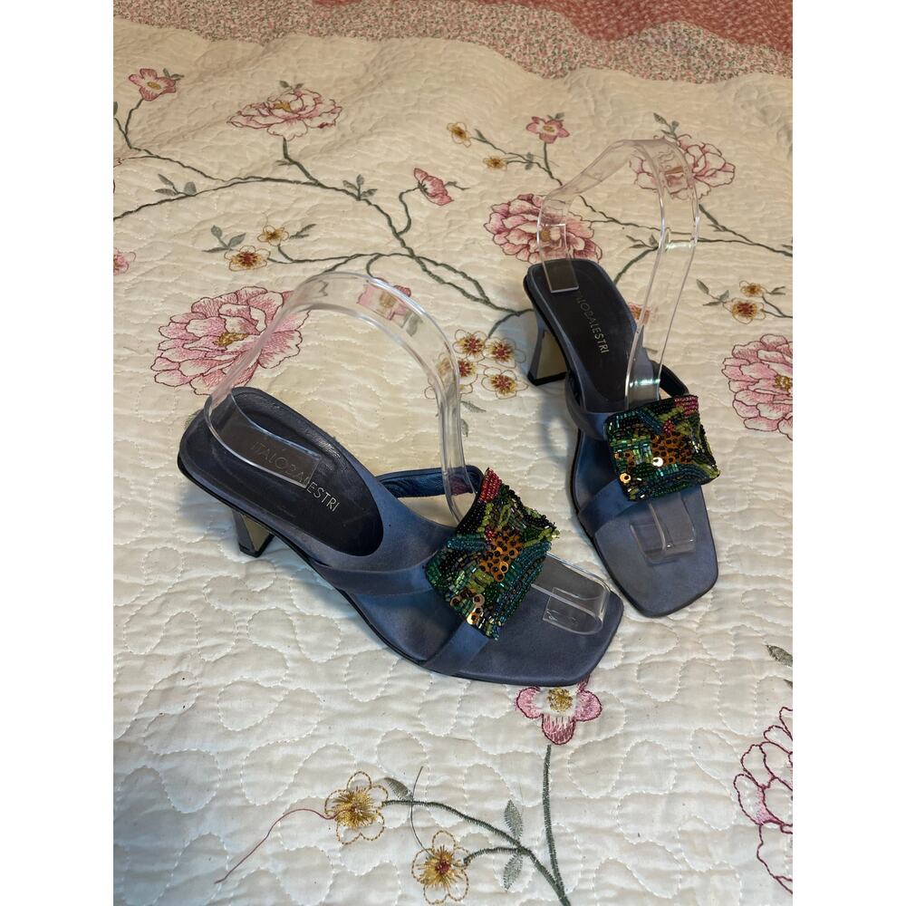 Italo Balestri multicolor beaded heel mules